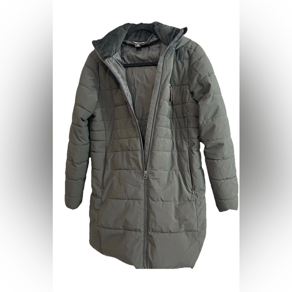 Swisstech Winter Parka Black Puffy Jacket‎ Women's Size S 4/6 Full Zip Pockets